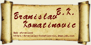 Branislav Komatinović vizit kartica